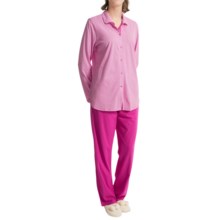 73%OFF 女子Nightshirts カリダシャイニングスターパジャマ - コットンジャージー、ボタンフロント、（女性用）長袖 Calida Shining Star Pajamas - Cotton Jersey Button Front Long Sleeve (For Women)画像